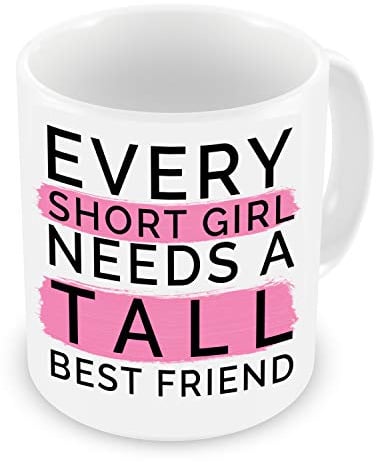 GrassVillage V2 Every Short Girl Needs a Tall Best Friend Mug, Xmas Ceramic Mug, Cup, White, Funny, Sarcasm Mug 11oz