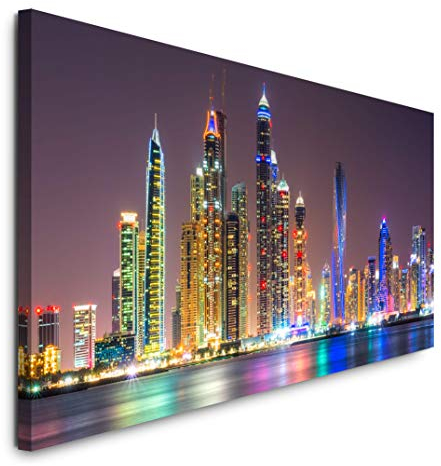 Paul Sinus Art GmbH Skyline von Dubai 120x 50cm Panorama Leinwand Bild XXL Format Wandbilder Wohnzimmer Wohnung Deko Kunstdrucke