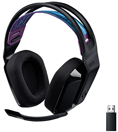 Logitech G535 LIGHTSPEED kabelloses Gaming-Headset – leichter Kopfhörer, Flip-Stummschaltung, Stereo, kompatibel mit PC, PS4, PS5, wiederaufladbar über USB – Schwarz