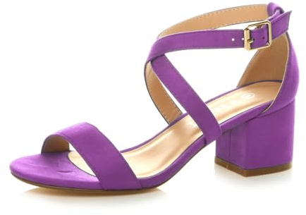 AJVANI Womens ladies mid low block heel peep toe ankle strap strappy party sandals size