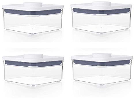 OXO Good Grips POP - Contenedor hermético para alimentos, 1.1 cuartos de galón cuadrado (paquete de 4)