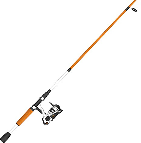Zebco Roam Spinnrolle und Angelruten-Kombination, 1,98 Meter Zweiteilige Fiberglas-Angelrute, geteilter ComfortGrip-Rutengriff, Soft-Touch-Griffknauf, Rolle Größe 30, Aluminiumschnurrolle, Orange