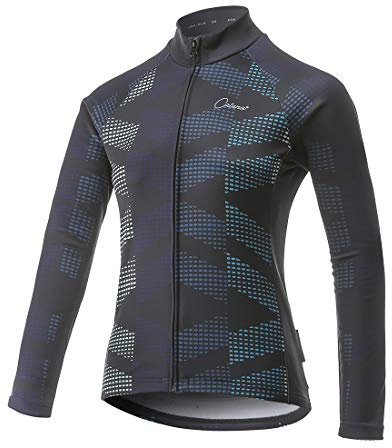 CATENA Women's Cycling Jersey Thermal Shirt Top Autumn and Winter Long Sleeve Bicycle Jacket (Blue, XL)