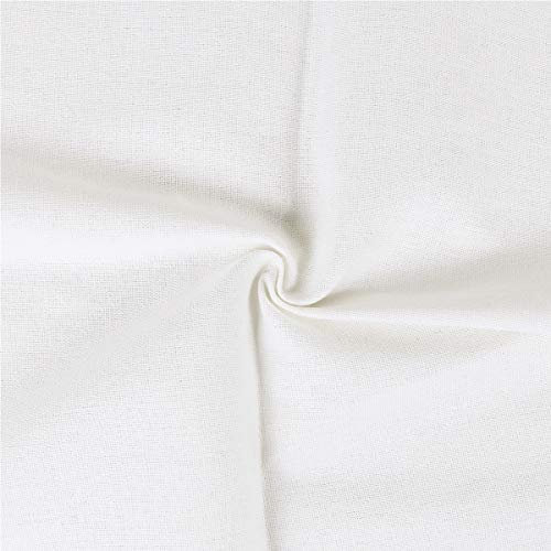 Tela de lino y algodón para costura, tela de lino blanco Kissbuty para bordar, manualidades, decoración de macetas, tela de punto de cruz, 152 x 50 cm