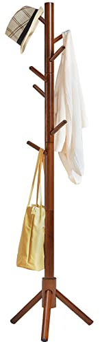 IBUYKE Porte-Manteau en Bois Massif Forme d’Arbre avec 8 Crochets Portant à vêtements sur Pied pour Ranger Vestes Manteaux Chapeaux Marron RF-1195