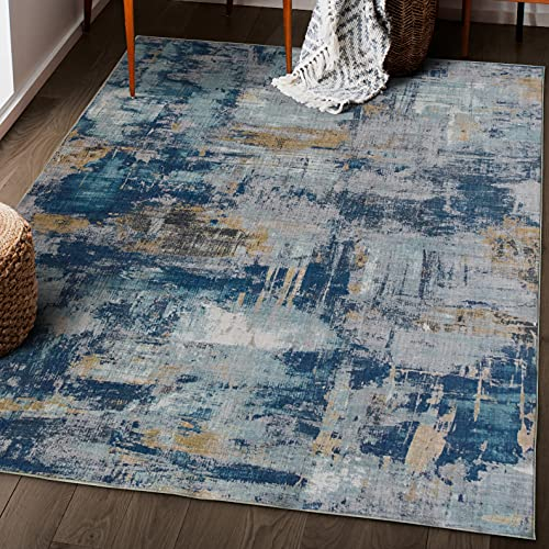 ReaLife Teppich - Maschinenwaschbar - aus Premium-Recyclingfasern hergestellt - Abstract Modern Blue, 225 x 285 cm