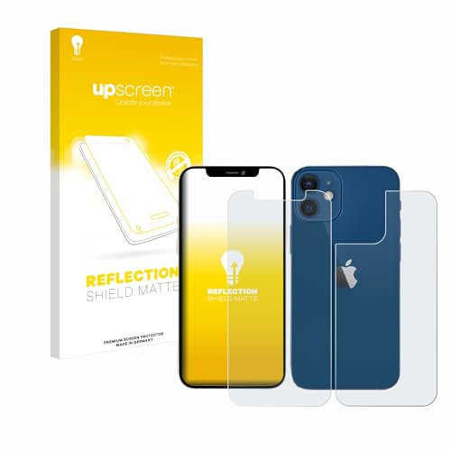 upscreen Entspiegelungs-Schutzfolie für Apple iPhone 12/12 Pro (Vorder + Rückseite) Displayschutz-Folie Matt [Anti-Reflex, Anti-Fingerprint]