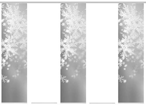 HOME WOHNIDEEN FLOCKE 5er-Set Schiebegardinen, Blickdicht Dekostoff, 245x60 cm, Grau