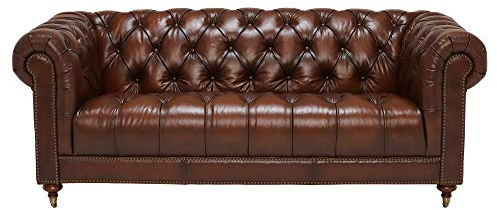 jvmoebel Klassische Leder Couch - Braune Chesterfield Stoff Sofa 3 Sitzer Neu