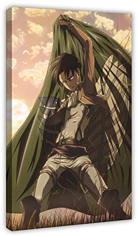 Leinwandposter Anime Attack on Titan Levi 11, Schlafzimmer, Dekoration, Sport, Landschaft, Büro, Raumdekoration, Geschenk, 60 x 90 cm, Rahmen