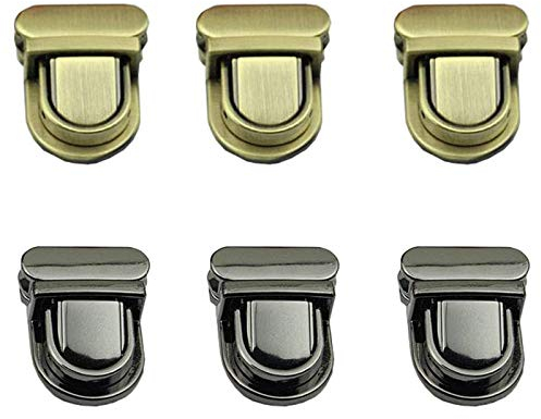 6 Stück Geldbörse Push Lock Set, Verschluesse Steckschloss Zinklegierung Taschenverschluss Catch Tuck Lock für Leder Tasche Portemonnaie DIY Tasche Lock Zubehör