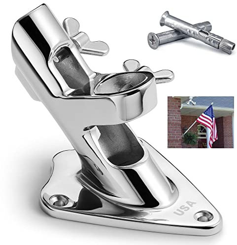 FUNNANS Flag Pole Holder, 316 Stainless Steel Heavy Duty Concrete Flag Pole Mount for House Outside, USA Wall Brick Flag Pole Bracket, 1 Inch