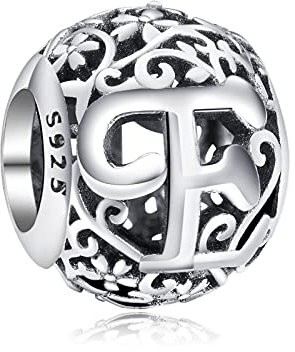 Annmors Damen Buchstabe E Charms für Armband 925 Sterling Silber Anhänger Vintage Alphabet Bead Buchstabieren Sie das Wort Sammlung