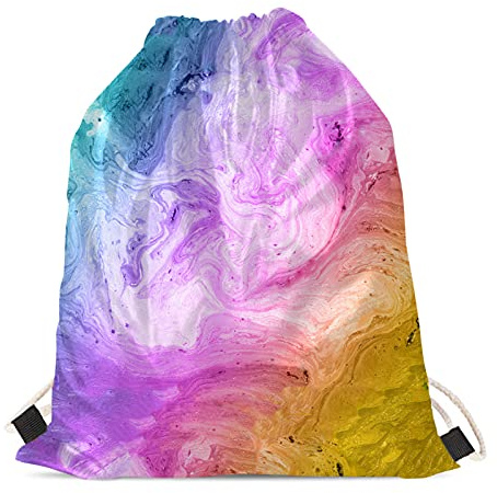 Showudesigns Bunte Marmor Kordelzug Schwimmtaschen für Kinder Mädchen PE Wandern Sport Cinch Sack Kinder Außerhalb String Daypack Personalisierter Regenbogen