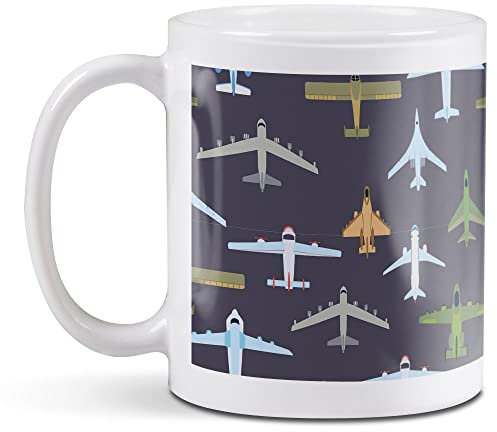 1 x 11oz (284ml) White Ceramic Mug Cup - Airplane Plane Pilot Airport Design for Coffee Tea Drinks Kitchen Birthday Office Fun #2840