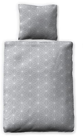 jilda-tex Bettwäsche 100% Bio Baumwolle Simple Geometric Made IN Green (Simple Geometric Grey)