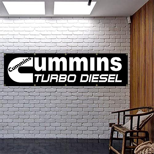 ENMOON Cummins Turbo-Diesel-Flagge (0,5 x 1,5 m, lebendige Farben, 150D Poly) Banner HD Druck Messingösen für Garage Auto Racing