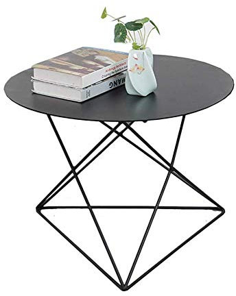 Round Coffee Table Nordic Black Wrought Iron Side Table Living Room Mini Small Round Table Sofa Corner Table Balcony Garden Leisure Coffee Table 45x45CM