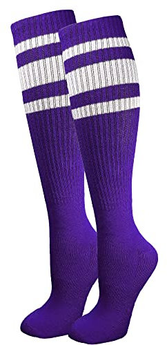 J-Socks Calzini da atletico a strisce di alta qualità per adulti, Viola con strisce bianche, 43-46