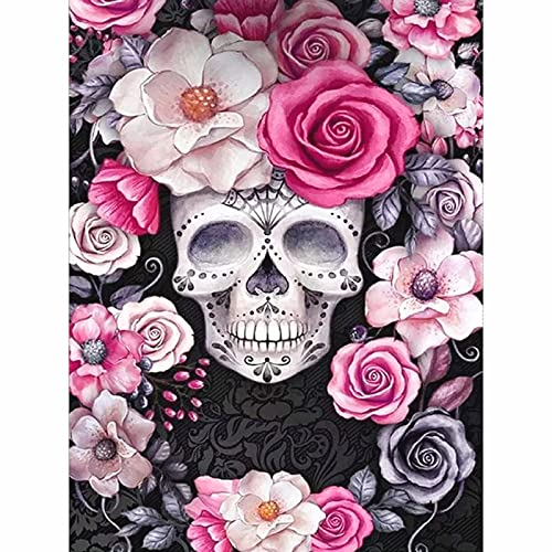 dogmoon Diamond Painting, 5D Adult Diamond Painting Kits, Diamant Painting Bilder, Skull Daiments Painting Mit DIY Cross Stickerei Malerei Kits Malen nach Zahlen Diamant für Home Wall Decor (30x40cm)