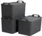 Muddy Hands Set of 3-21 Litre Charcoal Grey Large Plastic Storage Basket with Lid Home Kitchen Bedroom Bathroom Office Shelf Stackable Lidded Box Container