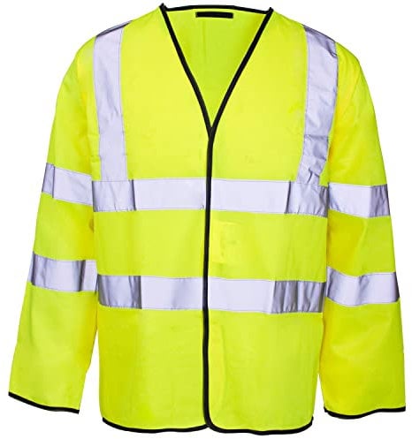 Hi Vis Long Sleeve Zip Vest Unisex High Visibility Zipped Waistcoat Reflective Jacket Class 3