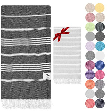 Beach towel - Turkish Beach Towels and Hand Towel. Ultrathin, Lightweight, Quick-Drying and Soft Cotton Beach Towels for Adults. Perfect for Beach, Pool, SPA, Gym, Yoga, Bathroom (94x180cm+40x100cm)