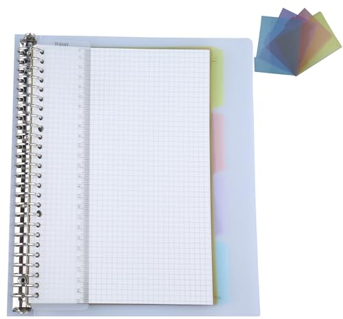 AMO HERMOSO B5 Kariert Spiralblock Notizbuch, Softcover Notizblöcke mit Register, Refillable Spiral Notebook, 80gsm, 120 Seiten, 21.5×28cm
