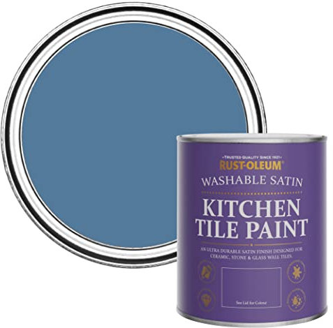 Rust-Oleum Peinture Bleue Résistante à l'eau pour Faïence de Cuisine, Finition Satinée - Soie Bleue 750ml