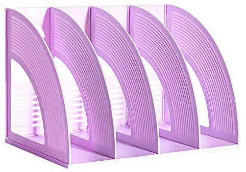 Marte Vanci Desk File Organiser, Sturdy Desktop 4 Compartment Open Slots Magazine Plastic Holders Frames File Dividers Document Cabinet Rack Display and Storage Organiser Box