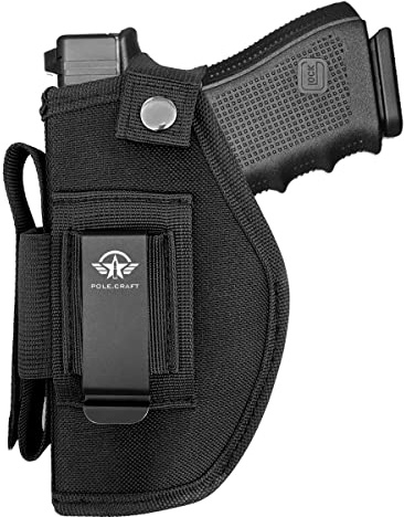 IWB/OWB Pistol Holsters Fit：Glock 19 17 26 43/G2C G3C/Sig P320/M&P 9mm 40/45/380 /Security 9/Hellcat (Black, Right/Left Hand Draw (IWB/OWB) with Mag Pouch)