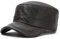 Herren Lammfell Leder Cadet Army Caps Militär Caps Flat Top Cap, A-braun, Einheitsgröße