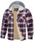 TACVASEN Herren Hemden Langarm Jacket Winter Karohemden Thermo Shirts Herrenhemden Arbeitshemden (L, Rot-Weiß)