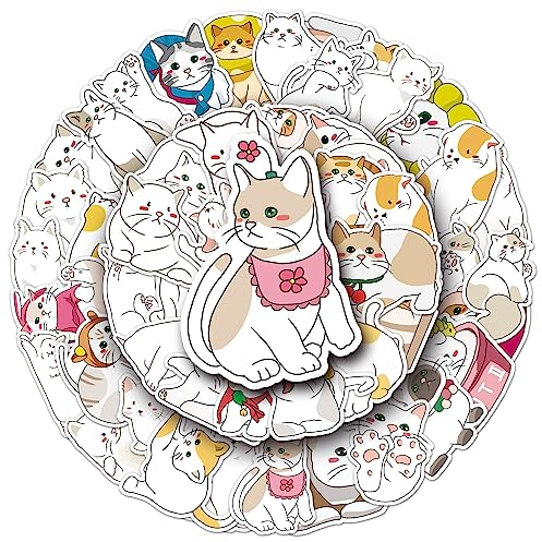 Bric Dodo 50 Stück Cats Aufkleber Auto Laptop Telefon Gitarre Skateboard Motorrad Fahrrad Katzen Stickers Set Vinyl Wasserdicht Aesthetic Aufkleber für Jugendliche Kinder Erwachsene