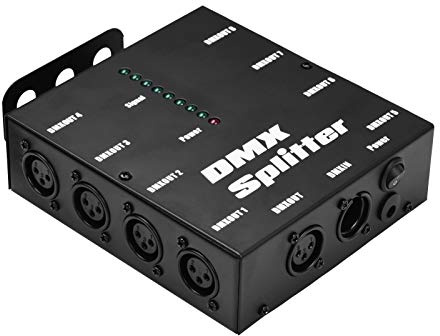 Splitter ,HUIOP 512 Amplificador de señal óptica Spliter Distribuidor 1 Entrada y salida directas 8 salidas independientes para controlador de luces Consola de escenario Fiesta DJ Club Disco KTV