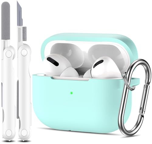 R-fun Kompatibel mit AirPods Pro 1 Gen Hülle mit Reinigungsset, Vollständiger Silikonschutz Kompatibel mit Apple AirPods Pro 2019 Hülle [Front-LED sichtbar],Nachtglühen