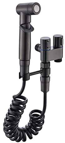 Taps de bidet, 1 en 2 válvula de control dual 1 en 2 grifo de inodoro para lavadora para baño de bidet negro