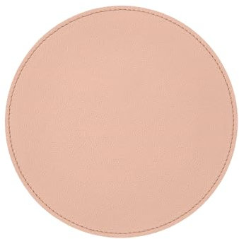 eglooh - Apollo - Mouse Pad Rotondo in Vera Pelle Rosa Cipria cm 23x23 - Tappetino Mouse Tondo per Scrivania e Ufficio con Cuciture Artigianali e Fondo Antiscivolo - Made in Italy
