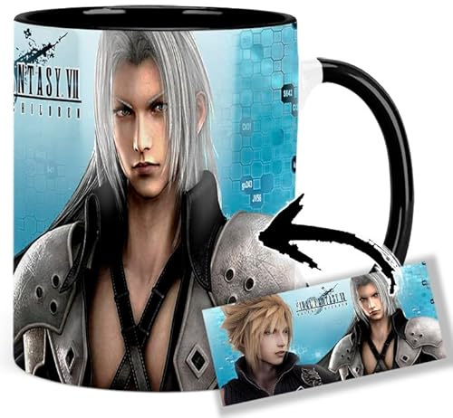 Final Fantasy VII Advent Children Tasse Innen & Henkel Schwarz Keramikbecher Mug