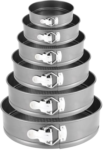 MOUYAT Cake Tin Set, 6 PCS Springform Round Cheesecake Pan Tray with Removable Bottoms, Non-Stick Metal Cake Mould for Cakes and Cheesecake, 18/20/22/24/26/28 CM