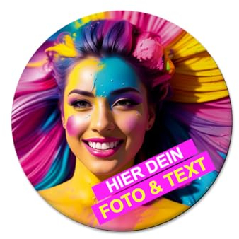 Kiwistar - Magnet-Sticker Ø5,5cm - Magnet - selbst gestalten - Foto - Wunschtext - individuell Bedruckt - personalisiert - Geschenkidee - Kühlschrank - Sticker mit Foto und Text