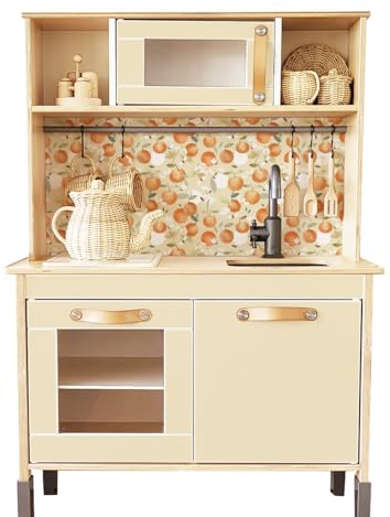 Mica-Mica Klebefolie für DUKTIG Spielküche: Kinderküche individuell gestalten & pimpen mit hochwertiger PVC-freier Folie (saftige Orangen, Klebefolie - Rückwand & Türen)