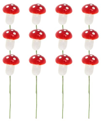 Ciieeo 12pcs Christmas Tree Hanging Ornament Diy Terrarium Plant Garden Figure Mushroom Garden Statue Animal Bite Earrings Micro Landscape Fake Plants Fairy Mini Red Decorations