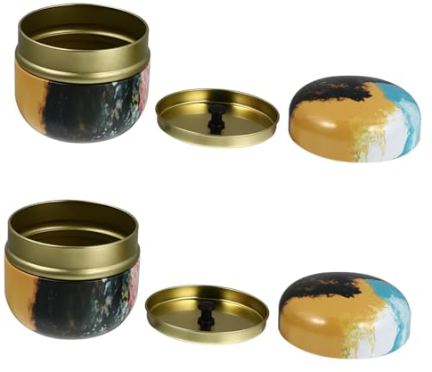Cabilock 2 Latas De Té Latas De Polvo Suelto Recipiente De Almacenamiento De Especias Recipiente De Café Velas Tarro De Hojalata Almacenamiento De Alimentos Para Llevar Contenedores