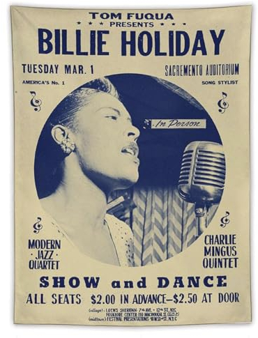 TINCHEW American Women Sänger Billie Holiday Poster (2) Wandkunst Tapisserie Geschenke Schlafzimmer Drucke Heimdekoration Hängende Bild Malerei Wandteppiche 152,4 x 203,2 cm
