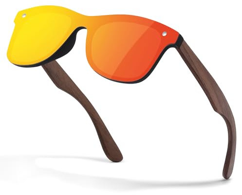 Glapeame Sonnenbrille-Herren-Holzbein-Polarisierte-Walnuss-Sonnenbrillen-Damen-Sunglasses-Men-Sonnen brille-Women-UV400 Schutz-Retro-Schwarze Sonnenbrille-für Angeln-Camping,11