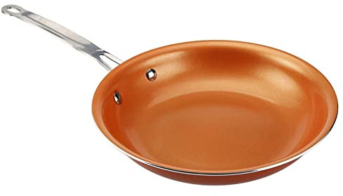 DLAZUM Kochtopf, 25,4 cm, Antihaft-Pfanne, Kupfer-Bratpfanne mit Keramikbeschichtung, Induktionskochpfanne, Backofen, Spülmaschine, Kochtopf (Blattgröße: 26 cm–35 cm)
