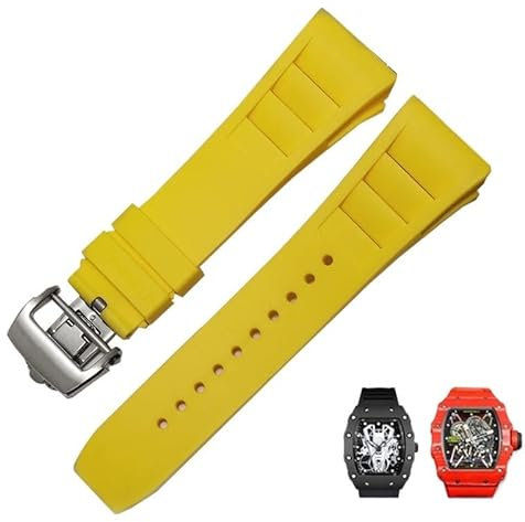 VBWVA Bracelet de montre en caoutchouc et silicone pour RICHARD MILLE RM011 Series Silicone Tape Accessoires Bracelet de montre pour homme 25-20 mm, 25mm Rose Gold, Agate
