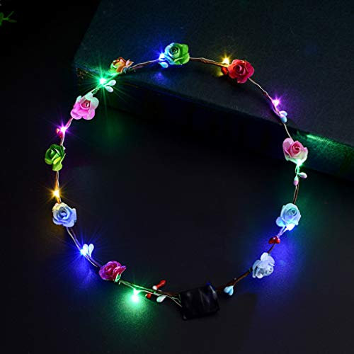 Serre-tête lumineux à DEL pour femme et fille avec fleurs clignotantes pour bal masqué, fête, bandeau lumineux pour porte d'entrée
