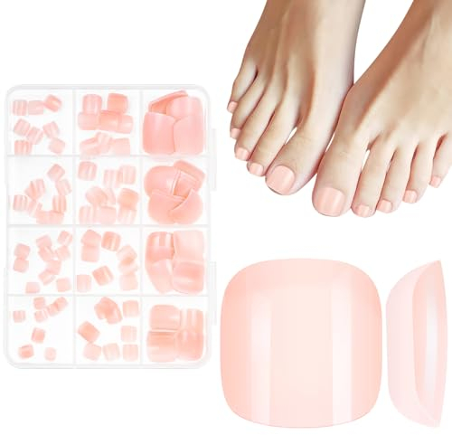 MELLIEX 120 Pièces Faux Ongles Pieds, 12 Tailles Nude Capsules Ongles Couverture Complète, Acrylic Capsule Americaine Ongle avec Boîte pour Femmes Filles